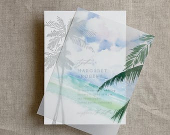 Kai watercolor ocean white translucent vellum overlays for 5x7 inches cards PACK of 10