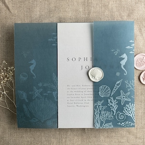 Under the Sea Vellum Wedding Invitation Wrap: White Ink, 5x7 inches