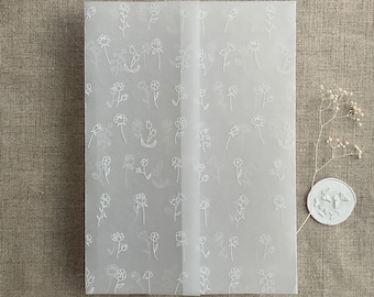 V9 Endless love floral pattern white ink print translucent Vellum jackets Vellum wraps for 5x7 inches card