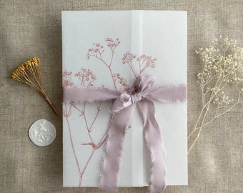 Baby's Breath Vellum Wrap: Minimalist Floral for 5x7 Card