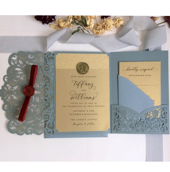 Laser Cut Ivory Lace Blank Invitations with Envelopes, 5 x 7.25 Inches (Set  of 24)
