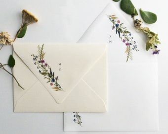 Return address printed euro flap envelopes colorful English botanical garden printed - correspond to A7 5x7 / A6 4.5x6.25 inches cards