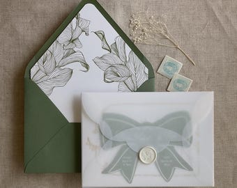 Calla lily floral printed envelope liner for A7 euro flap envelope