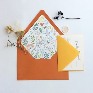 woody woods floral printed envelope liner for A7 Invitation euro flap envelope