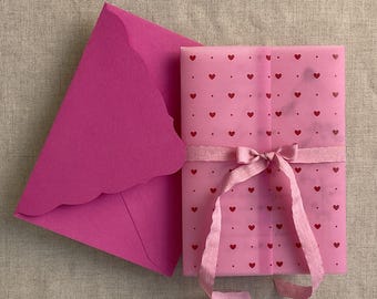 Pink garnet Valentine colored vellum wrap for 5x7 card