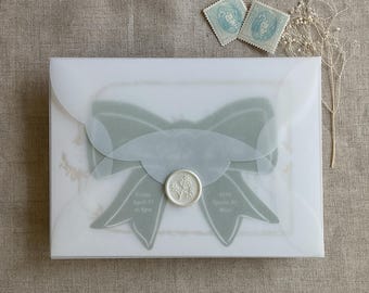 White scallop laser cut vellum envelope for 5x7 card invitation envelope Pack of 10