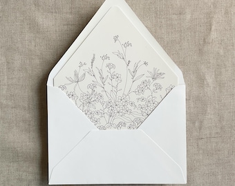 Floral Envelope Liner: Wild Meadow Flowers, A7 Euro Envelope