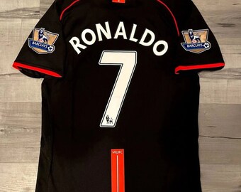 Ronaldo Jersey , Retro 2007-2008 Manchester United Away Jersey Worn by Ronaldo, Rooney, Giggs, Scholes, Ferdinand, MU Jersey