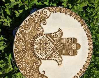 Henna painted tambourine Hamsa Hand