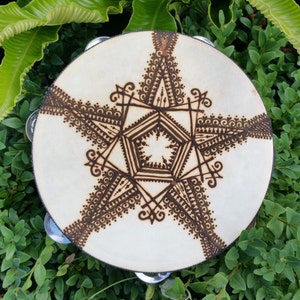 Hand Painted Tambourine 'Five Pointed Arabic Star' image 1