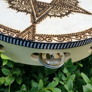 Hand Painted Tambourine 'Five Pointed Arabic Star' image 4