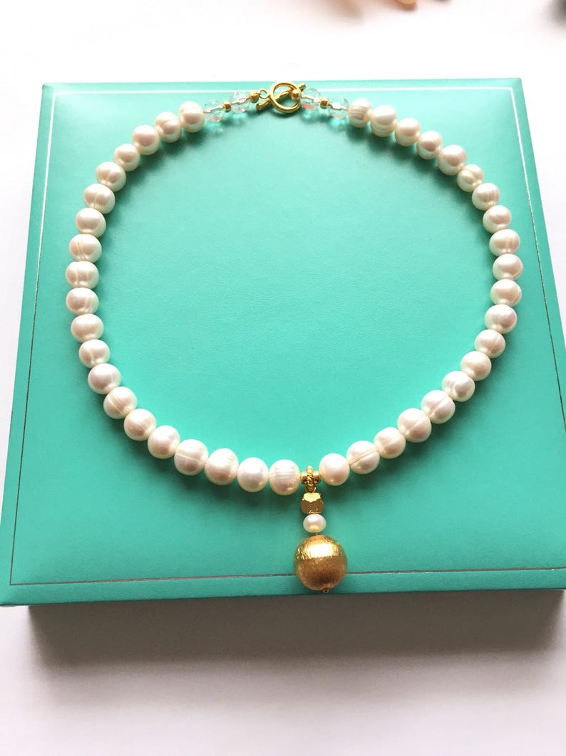 White Pearl Necklace Bridal Jewellery White Pearl Choker Etsy