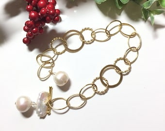 White Pearl Wedding Bracelet, Freshwater Pearl Bracelet, Unique birthday Gifts,  Gemstone Jewellery, Bridal Silver Bracelet,  Biwa Pearl.