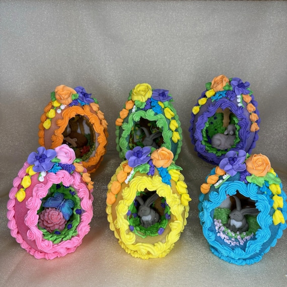 Personalized Panoramic Sugar Easter Egg -  diorama, hollowed retro egg for Easter baskets, Easter egg hunts