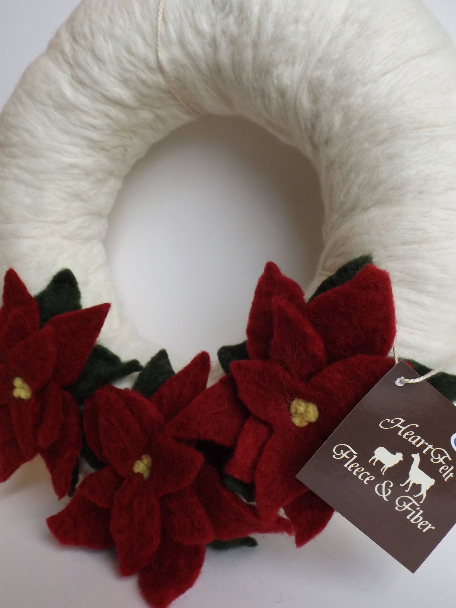 Handmade Hand Felted Wool Wreath -Pink and Green- 14