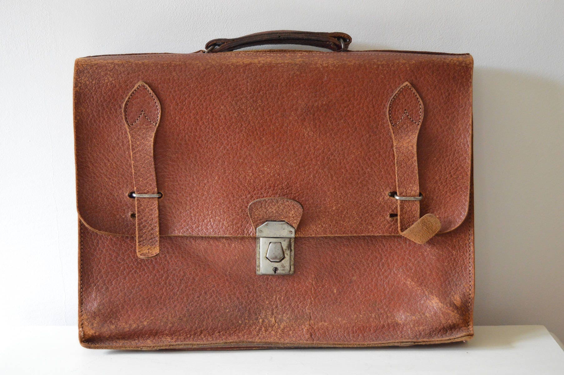 Cartable en cuir Vintage sac Vintage cuir femme hommes | Etsy