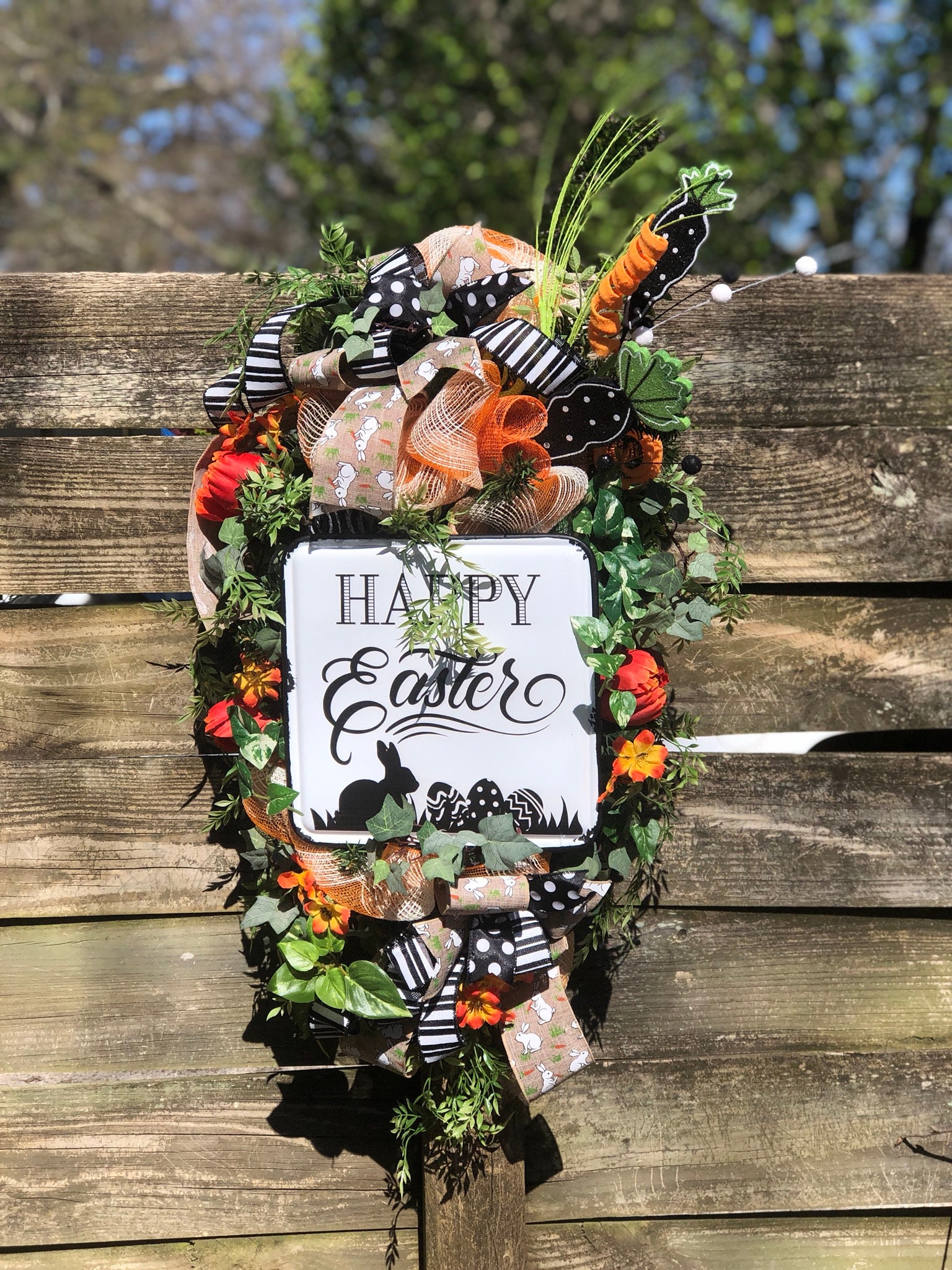 Easter Swag For Front Door Farmhouse Easter Wreath Swag Etsy