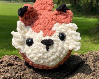 Soft Chunky Baby Fox Plushy, Cuddly Woodland Stuffed Animal, Rustic Forrest Amigurumi Shelf Sitter Decor, Chonky Loaf Comfort Stuffy Toy,