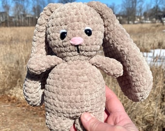 Long Ear Bunny Rabbit Plushy Soft Crocheted Stuffed Animal Woodland Nursery Decor Gift For Girl Easter Basket Filler CLOTHES SOLD SEPERATELY