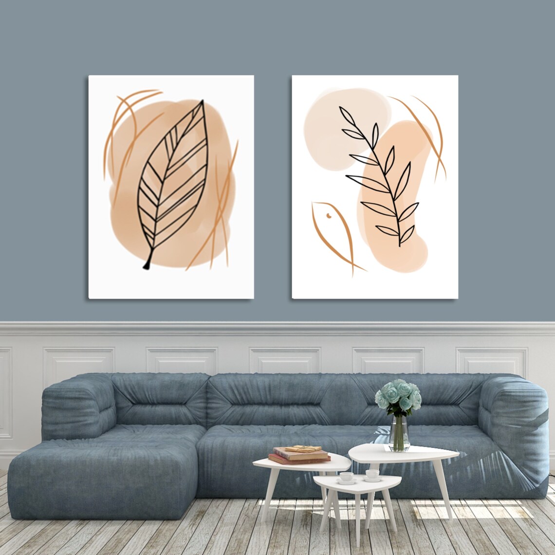 2 Piece Wall Art Downloadable Abstract Art Living Room Wall | Etsy