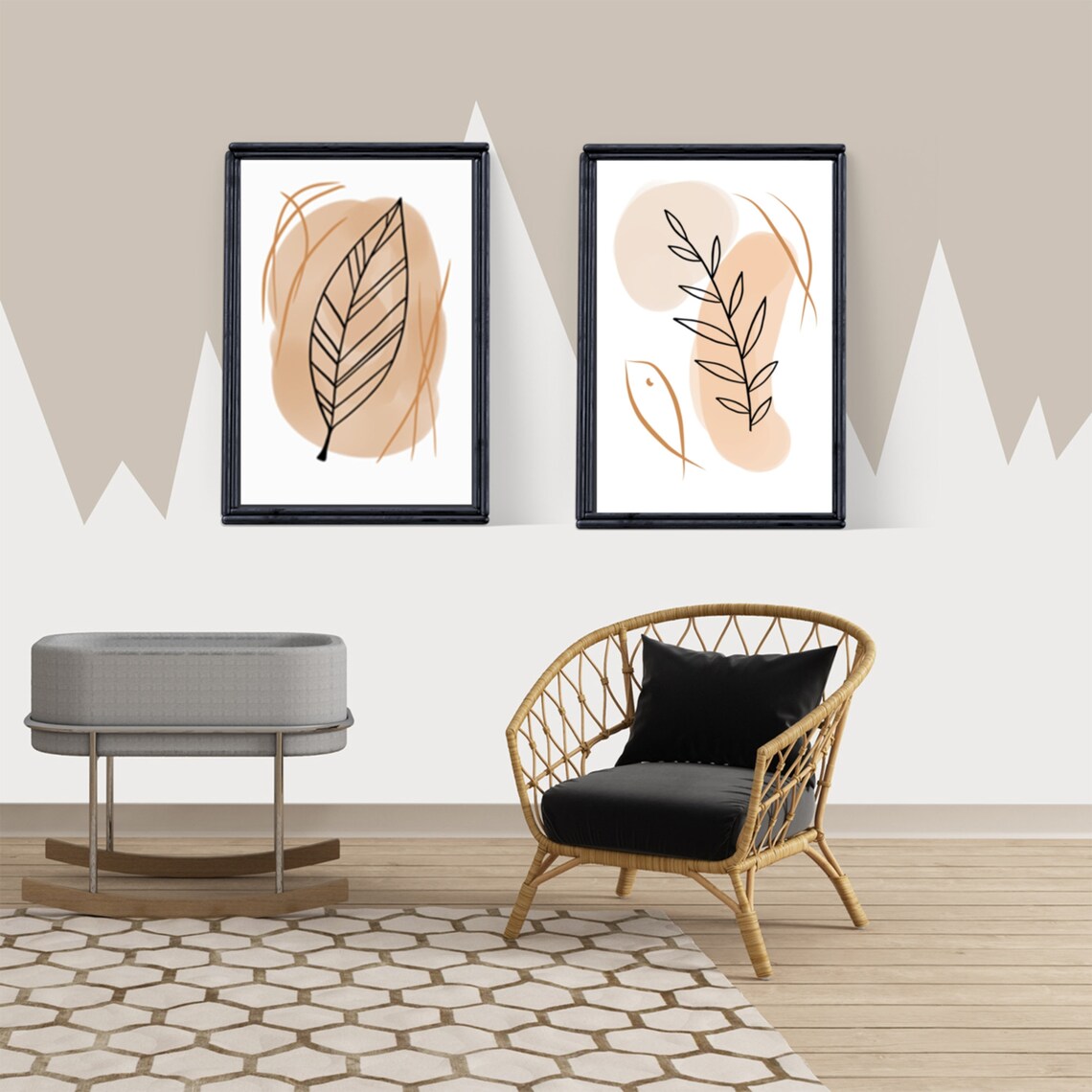 2 Piece Wall Art Downloadable Abstract Art Living Room Wall | Etsy