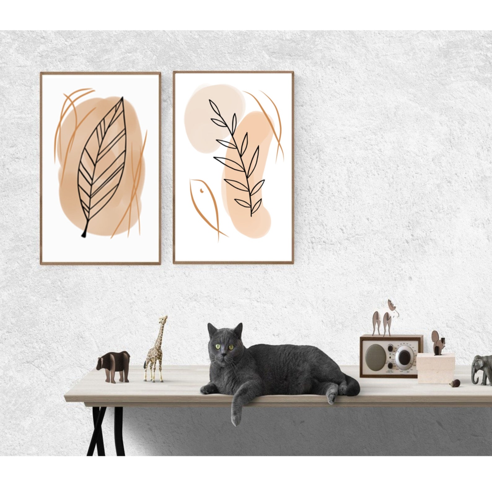 2 Piece Wall Art Downloadable Abstract Art Living Room Wall | Etsy