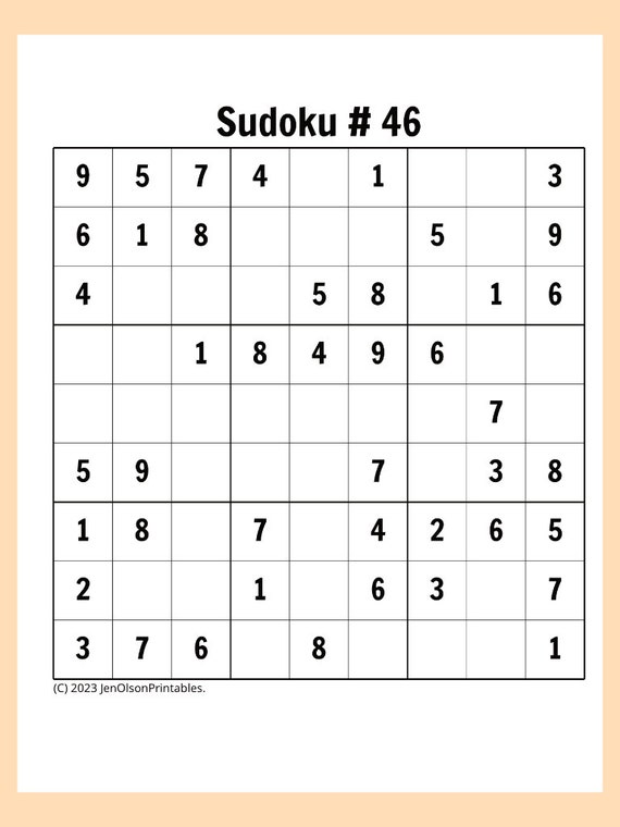 Beginner Sudoku Puzzles – Free Printable