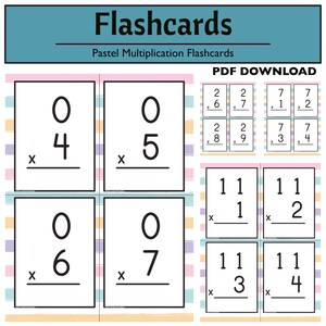 Pastel Multiplication Flashcards
