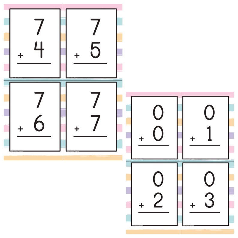 Pastel Addition Flashcards - Etsy
