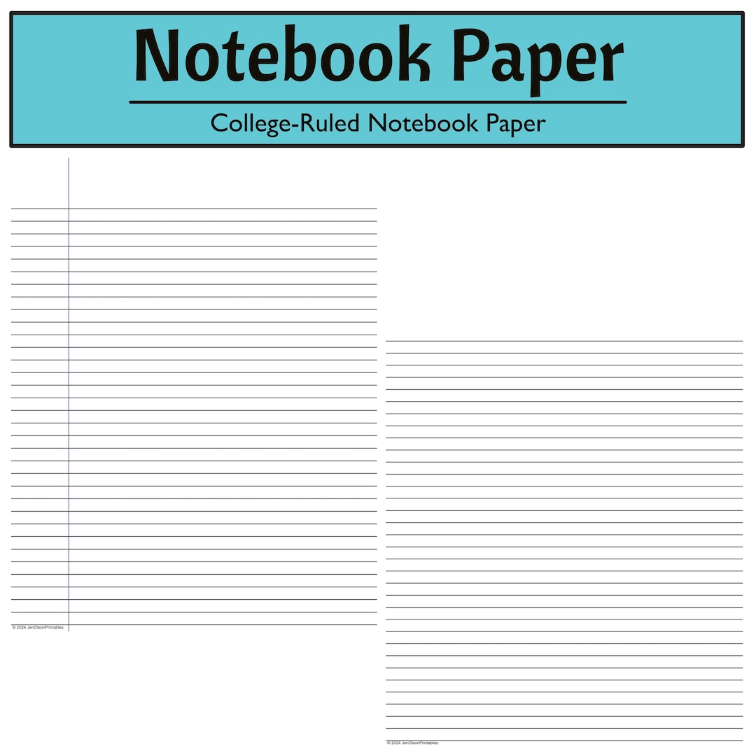 College-ruled Notebook Paper -- Blank - Etsy