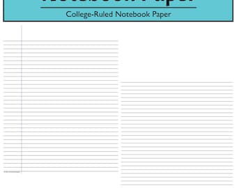 College-Ruled Notebook Paper -- Blank