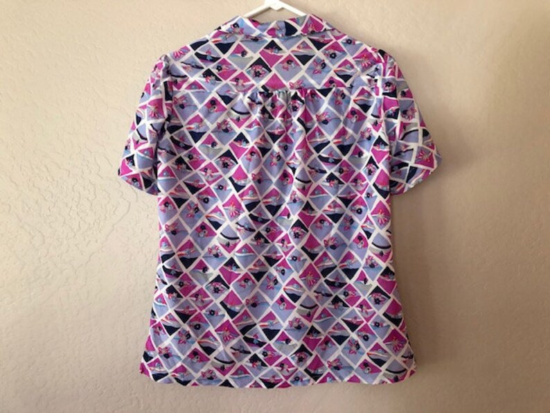 Vintage Graff California Wear Purple Polyester Summer Shirt image 4