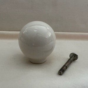 Vintage White Ceramic Ball Drawer Pull