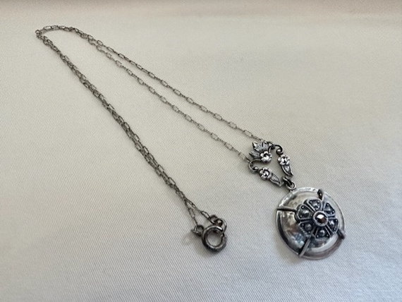 Antique Sterling Silver Marcasite Diamond Necklace