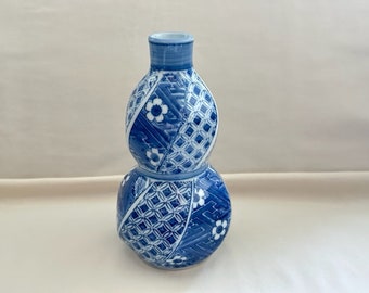 Vintage Blue and White Porcelain Vase