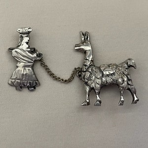 Antique Peruvian Sterling Silver Brooch Pin