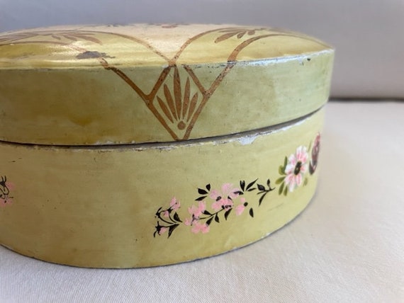 Vintage Hand Painted Paper Mache Lidded Container - Etsy