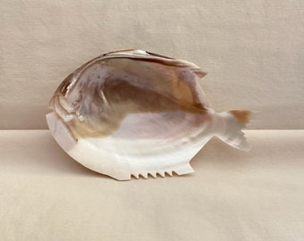 Vintage Carved Natural Seashell Fish Trinket Dish