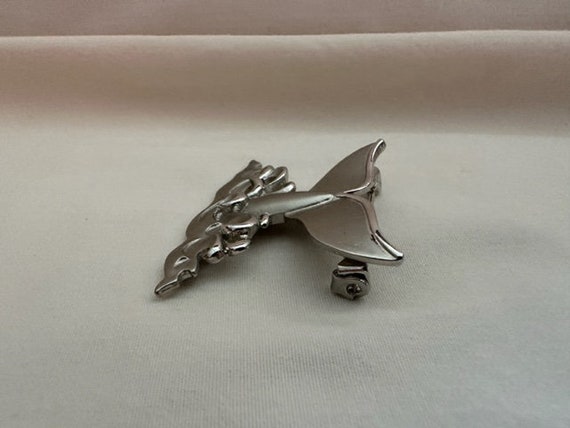 Vintage JJ Silver Whale Tale Pin Brooch - image 2