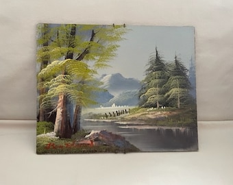Vintage Original River Scene Oil Painting