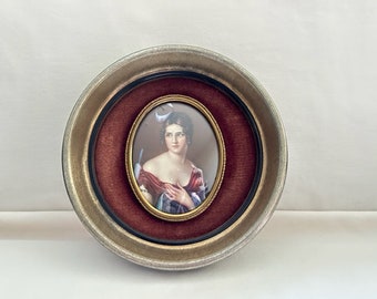 Vintage Cameo Creation Velvet Framed Lady Portrait