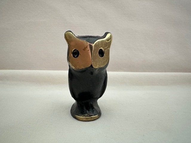 Vintage Walter Bosse by Hertha Baller Brass Owl Figurine Candle Holder