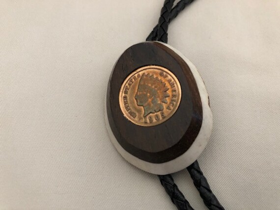 Vintage Indian Head Penny Bolo Tie - image 2