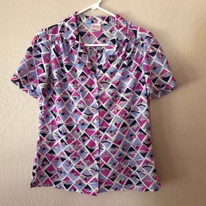 Vintage Graff California Wear Purple Polyester Summer Shirt image 1