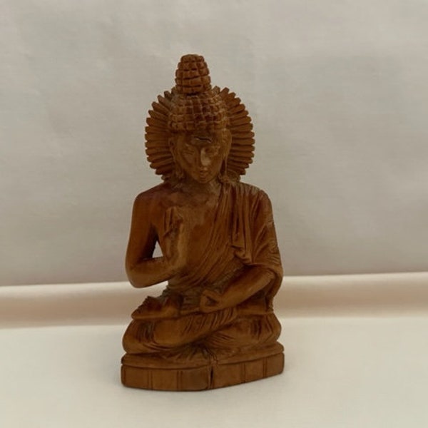 Vintage Hand Carved Wood Miniature Buddha