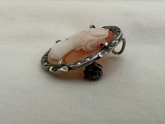 Vintage Sterling Silver Cameo Brooch Pin Pendant - image 6