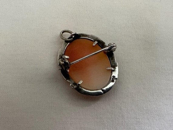 Vintage Sterling Silver Cameo Brooch Pin Pendant - image 3