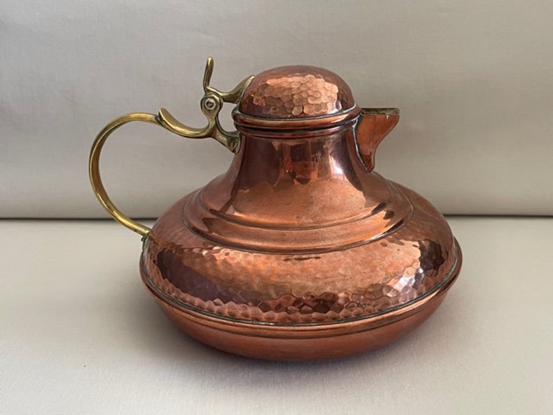 Antique German Copper and Brass Pitcher Etsy