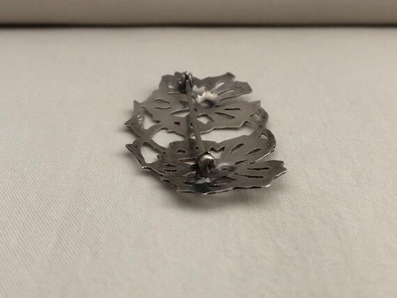 Vintage Sterling Silver Floral Cut Out Brooch Pin - image 6