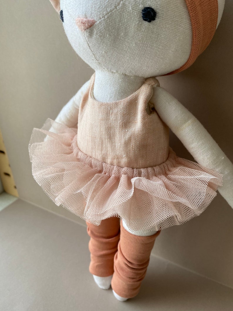 Mouse with Ballerina Outfit Instant Download Sewing Pattern. DIY soft toy, cuddly rag doll in organic linen or cotton. image 4